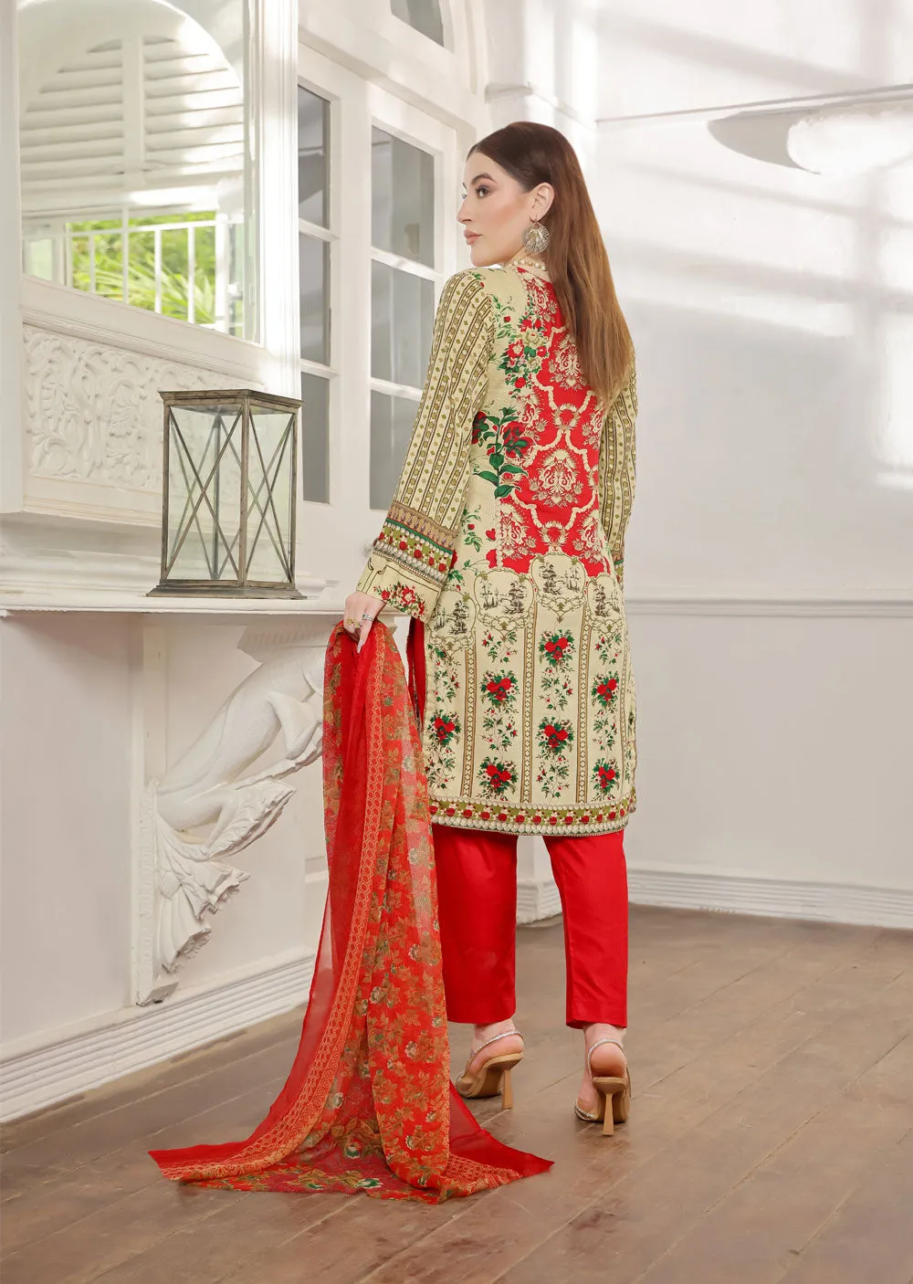 AMT4803 - Gold Readymade Lawn Suit