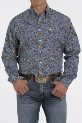 Cinch Mens Paisley Print L/S Shirt - Blue/White/Orange - MTW1105333 - On Sale
