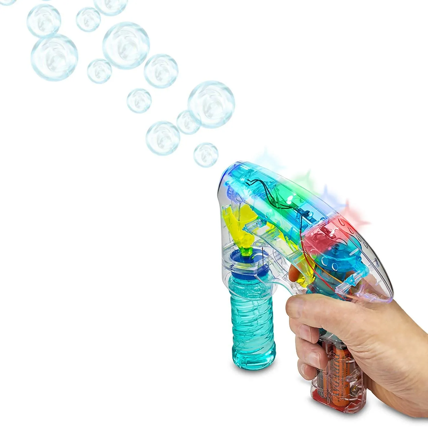 Kicko Bubble Gun Blower Machine - Light-up LED Transparent Blaster - for Kids, Playing