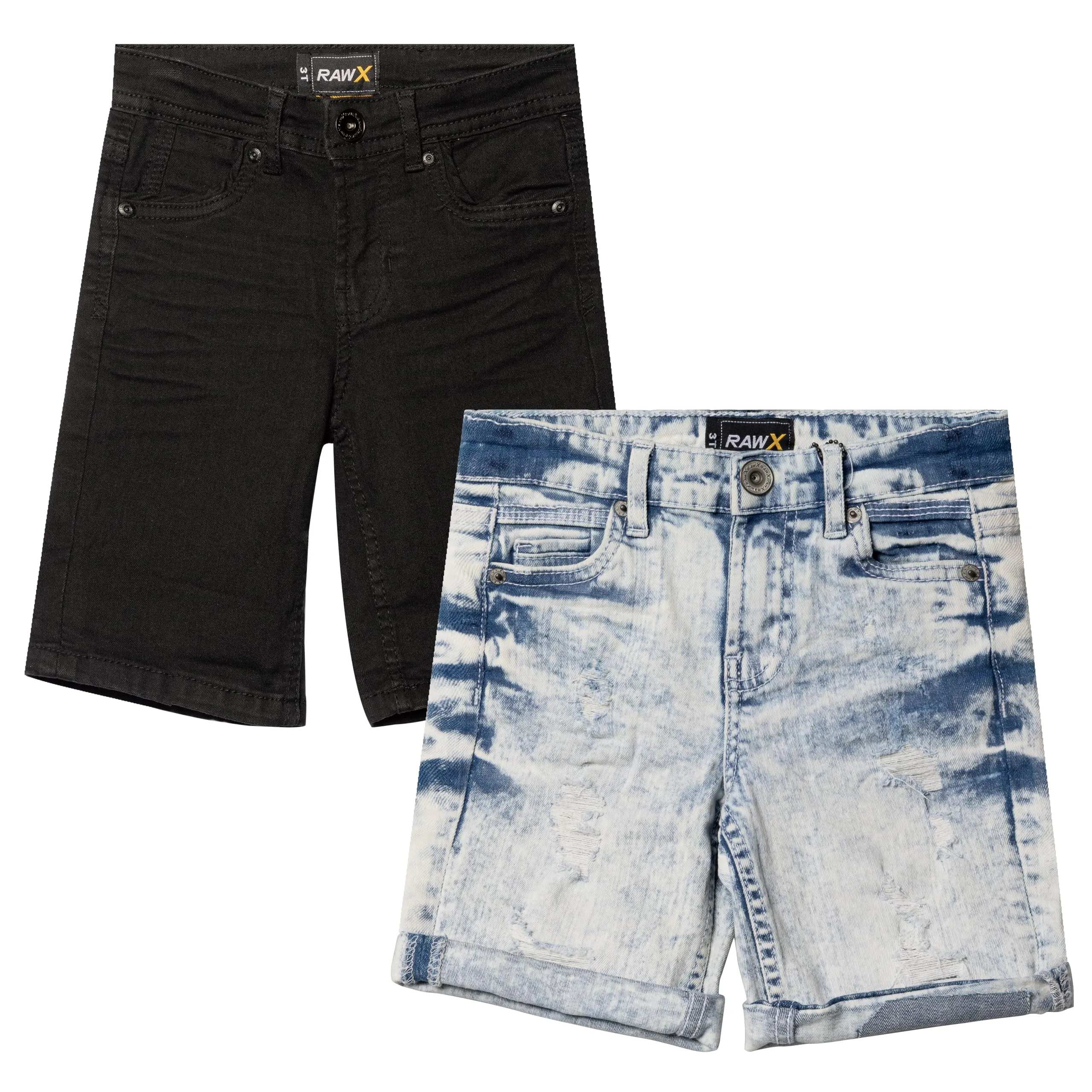RAW X Baby Boy Toddlers 2 Pack of Fashion Rips Distressed Denim Cut Off Shorts