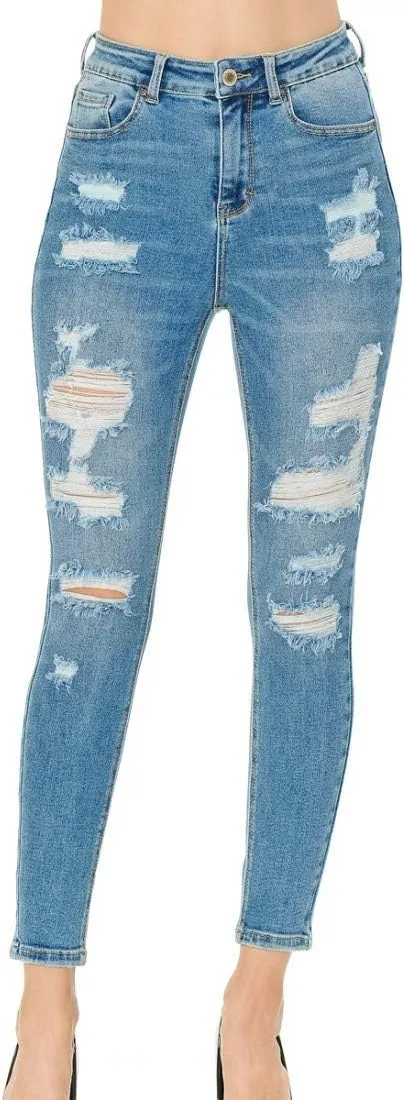 Wax Women's Push-Up 3 Button Skinny True Stretch Jean Butt I Love!